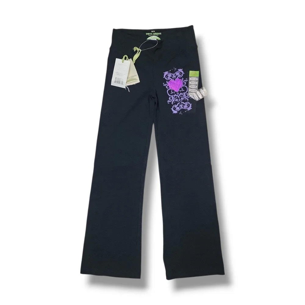 Earth Threads Sustainable Organic Black‎ Yoga Pants Girls Medium (6)